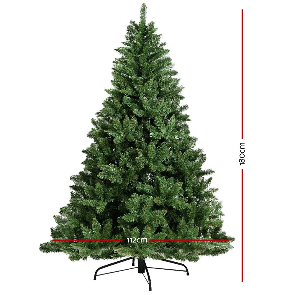 1.8m Green Fir Christmas Tree, 800 Tips, Metal Stand - Jingle Jollys