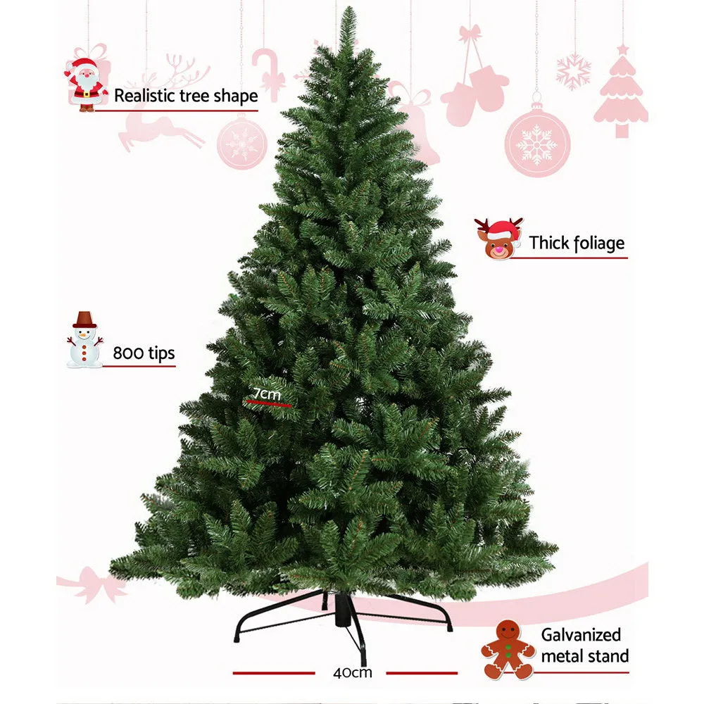 1.8m Green Fir Christmas Tree, 800 Tips, Metal Stand - Jingle Jollys