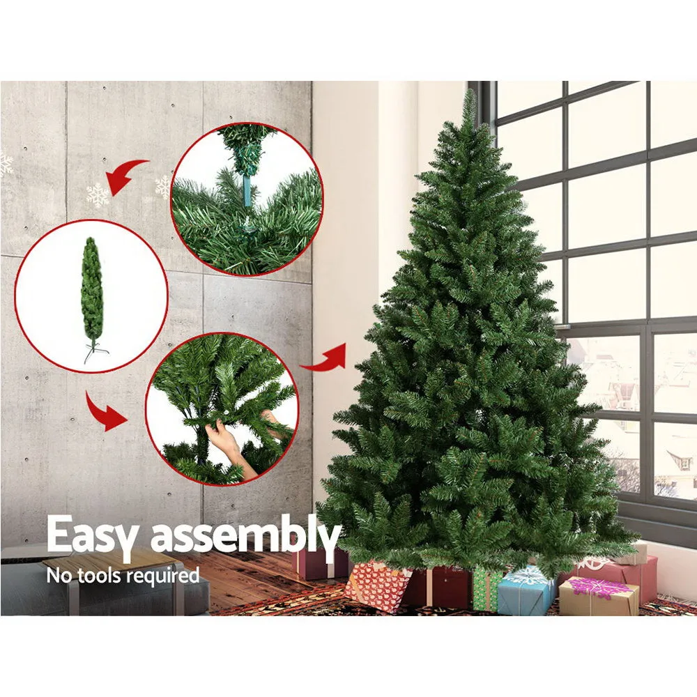1.8m Green Fir Christmas Tree, 800 Tips, Metal Stand - Jingle Jollys