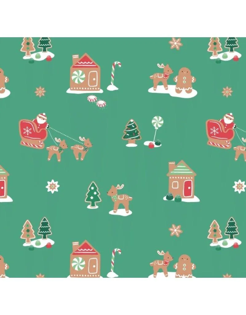 2 Way Zipper Romper | Gingerbread Sleigh Ride Green | Angel Dear
