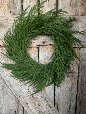 24" Norfolk Pine Wreath, Real Touch Norfolk Pine Wreath
