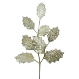27" Winter Glam Holly Leaf Spray in Gold | TA