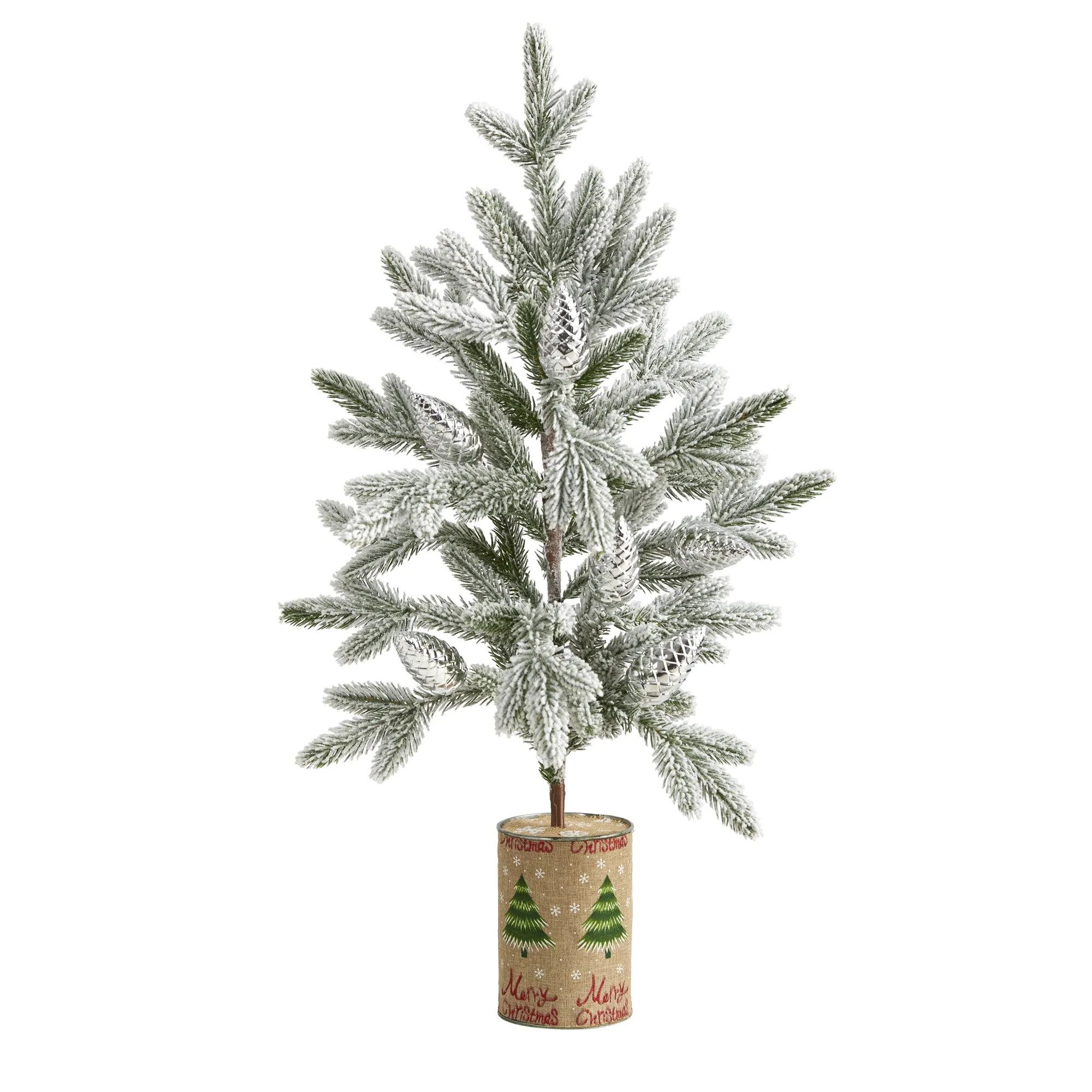 28" Flocked Christmas Artificial Tree in Decorative Planter