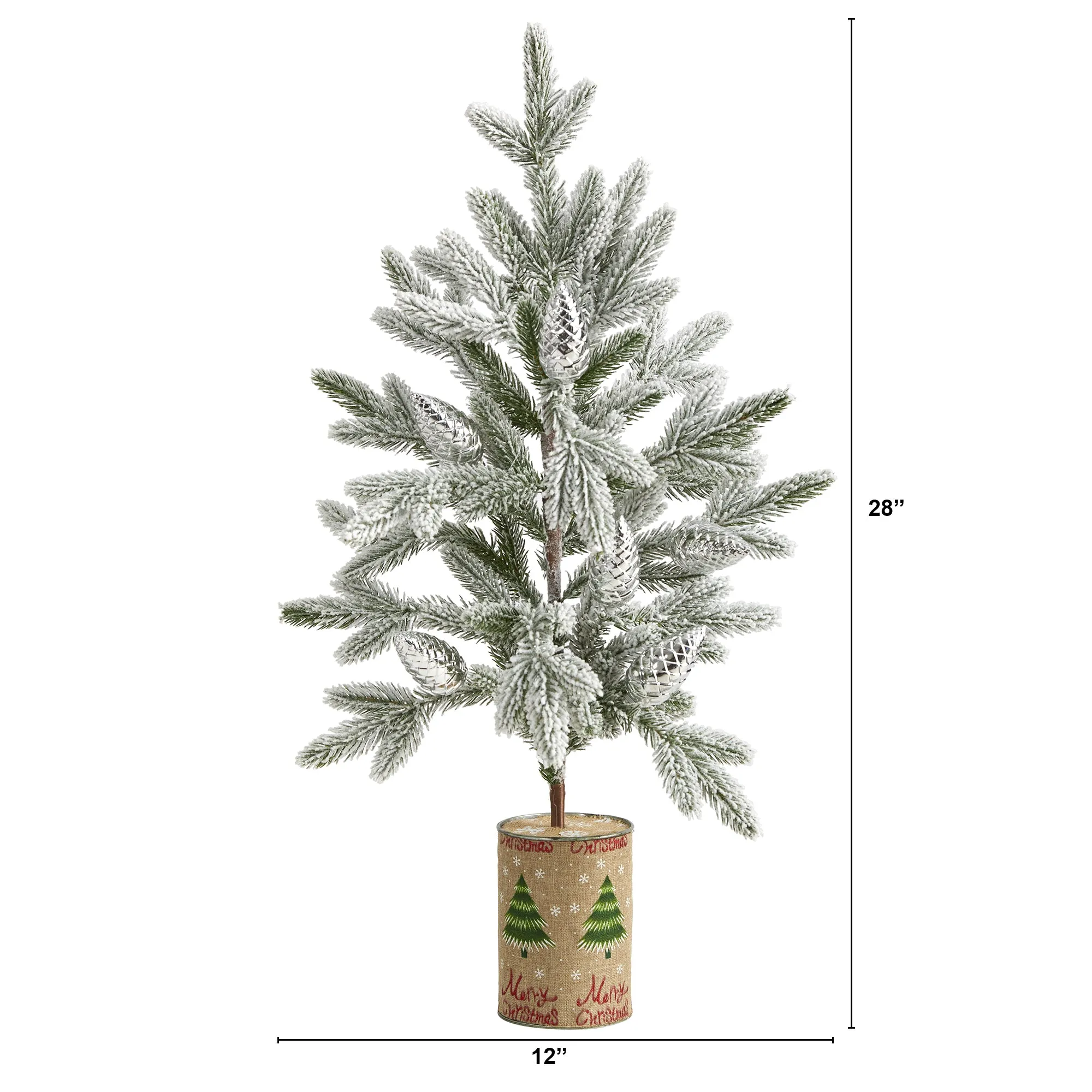 28" Flocked Christmas Artificial Tree in Decorative Planter