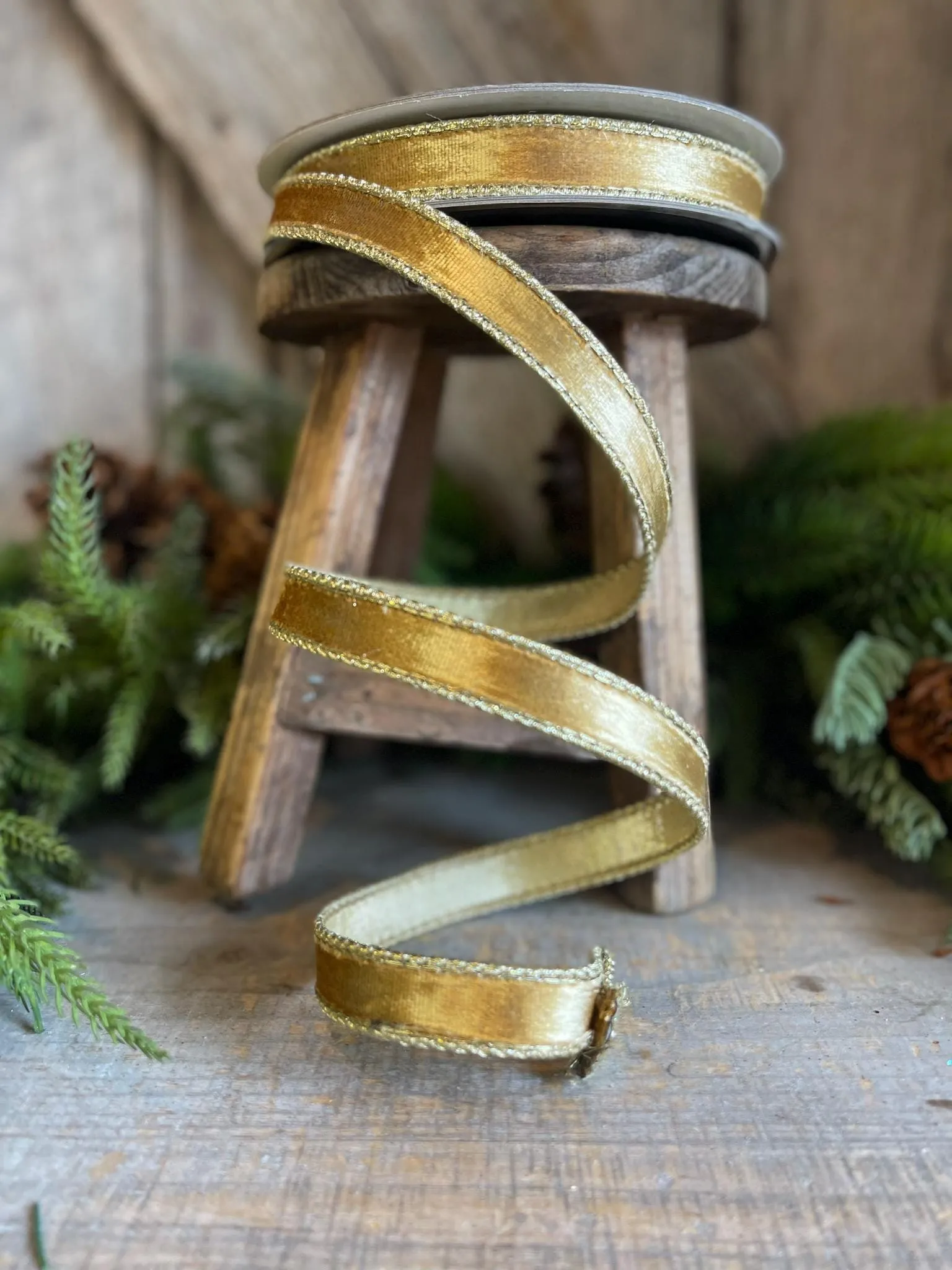 3/4" Gold velvet Ribbon, Farrisilk ribbon