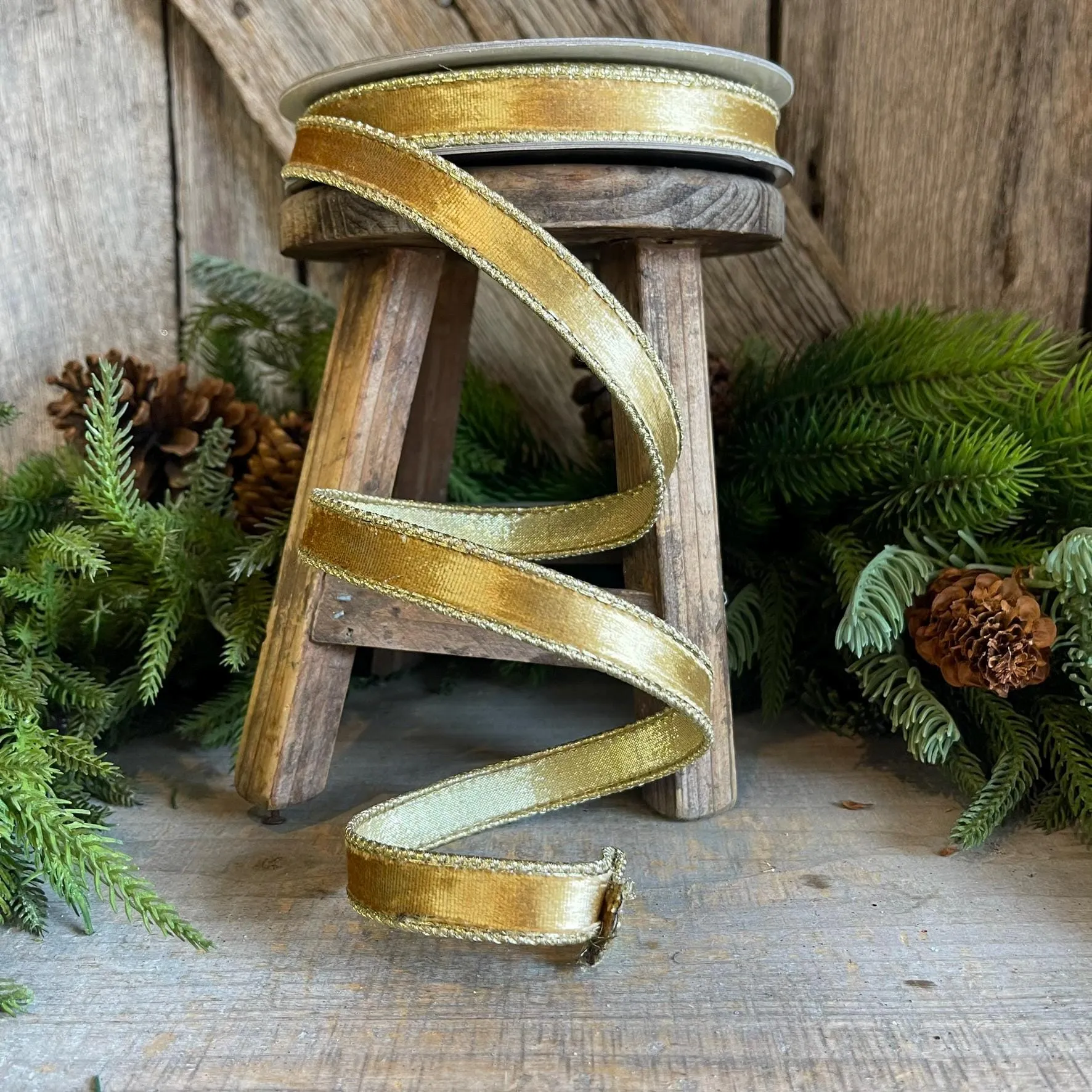 3/4" Gold velvet Ribbon, Farrisilk ribbon