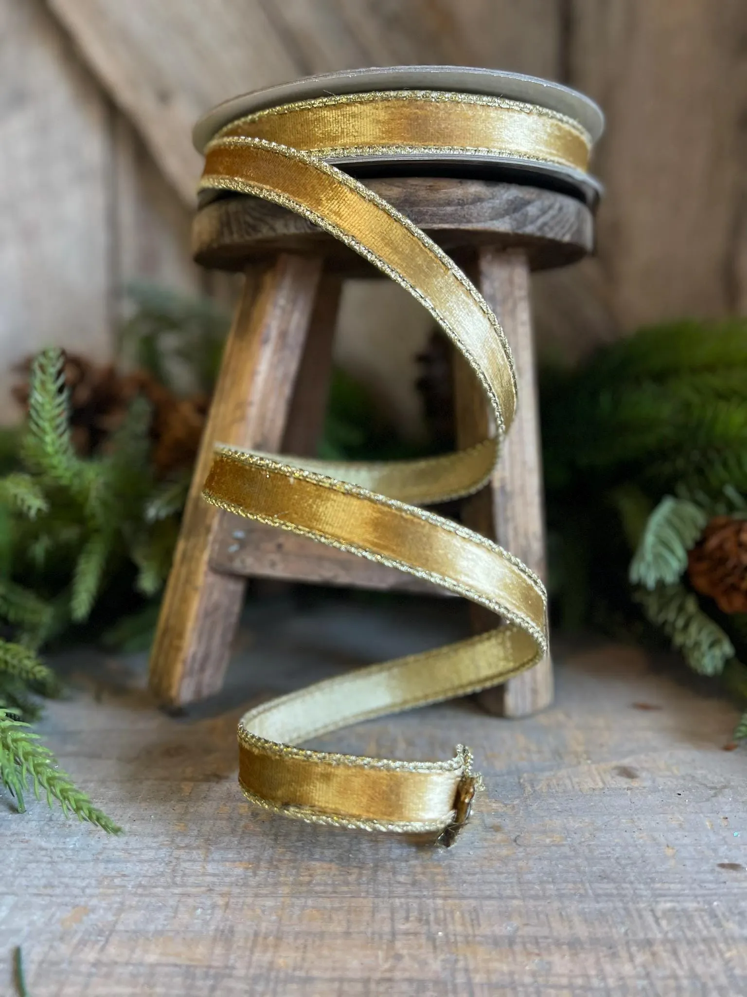 3/4" Gold velvet Ribbon, Farrisilk ribbon