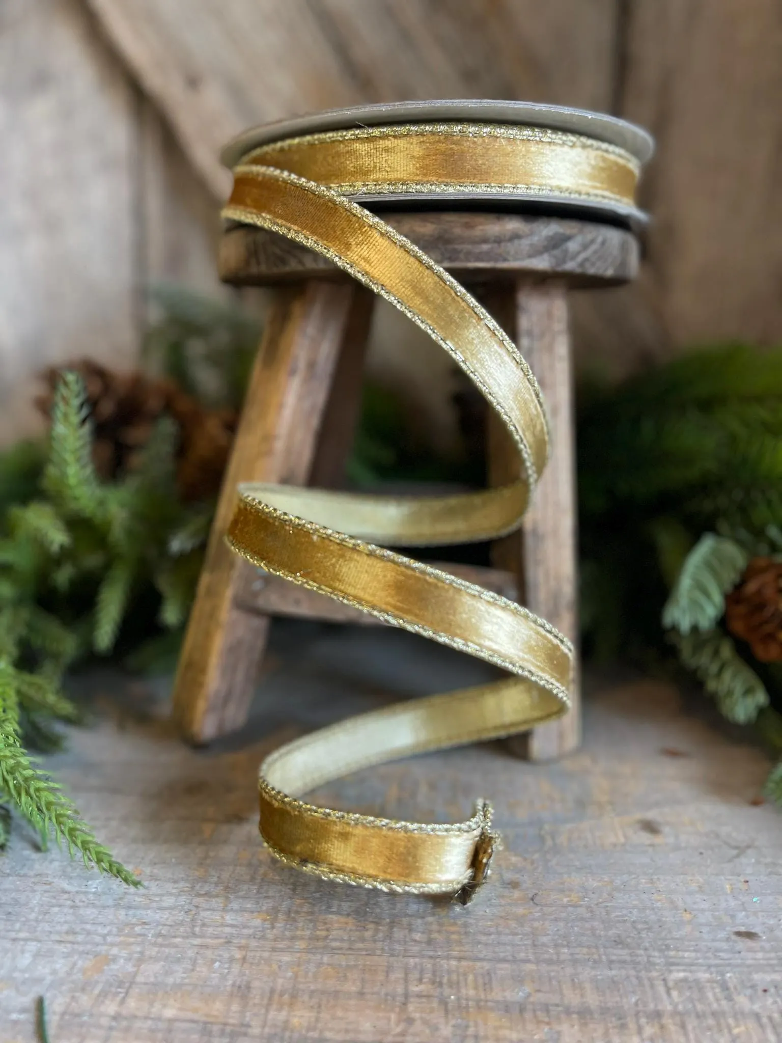 3/4" Gold velvet Ribbon, Farrisilk ribbon