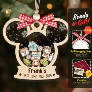 4D Shaked Mickey Minnie Ornament, Baby's First Christmas Ornament CF194