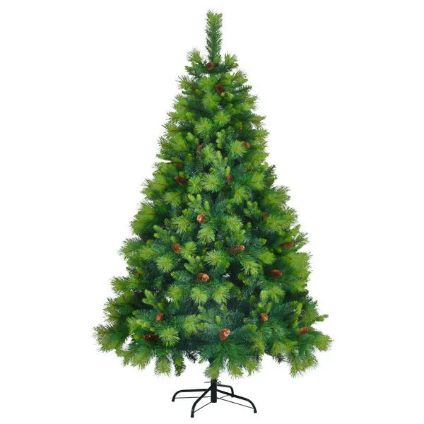 6FT Pre-Lit Green Realistic Christmas Tree with Wreath & Garland Set