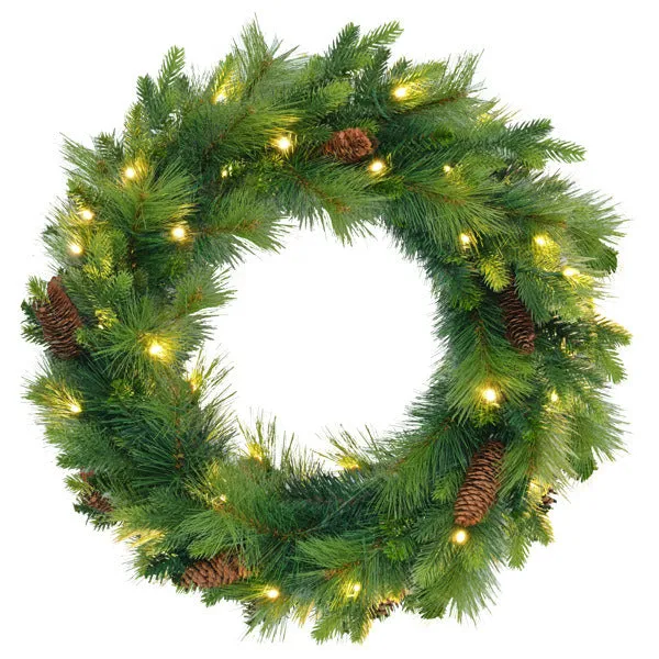 6FT Pre-Lit Green Realistic Christmas Tree with Wreath & Garland Set
