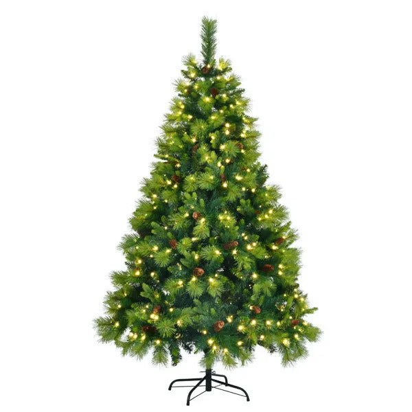 6FT Pre-Lit Green Realistic Christmas Tree with Wreath & Garland Set