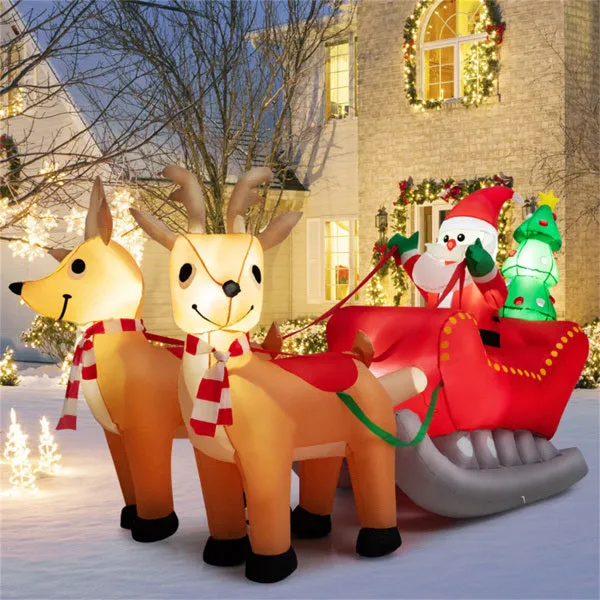 7.2 Feet Christmas Decoration Christmas Inflatable Santa Rides Sled