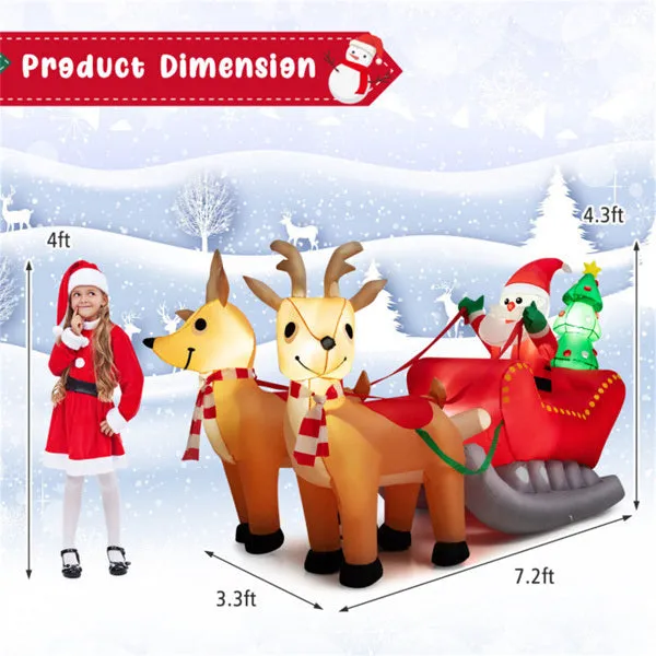 7.2 Feet Christmas Decoration Christmas Inflatable Santa Rides Sled