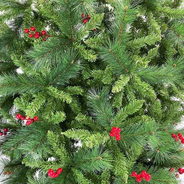 7.5 FT Upside Down Christmas Tree with Artificial Berries and Santa's Legs, PVC Pine Needles, Artificial Holiday Christmas Pine Tree