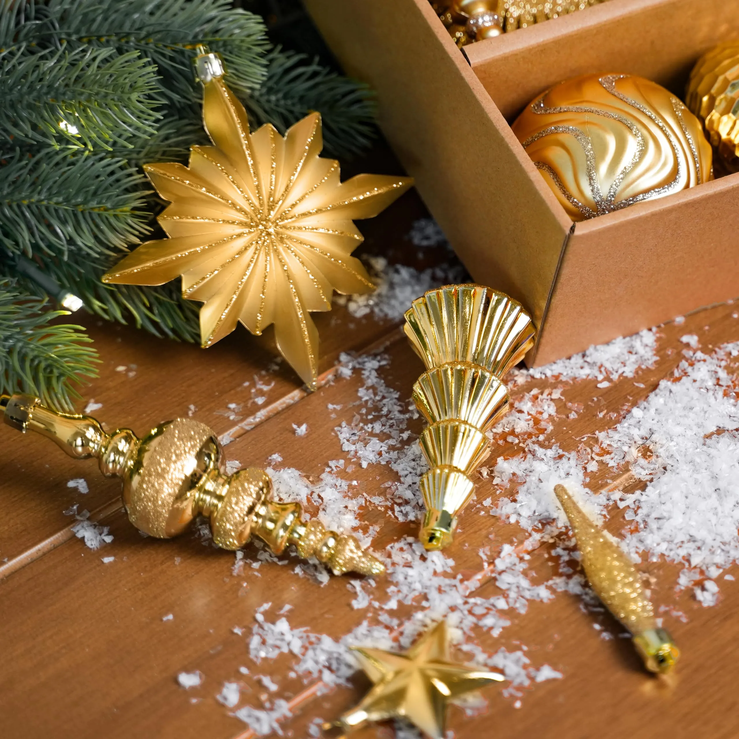 80pcs Light Gold Christmas Balls Ornaments Set with Lanyards