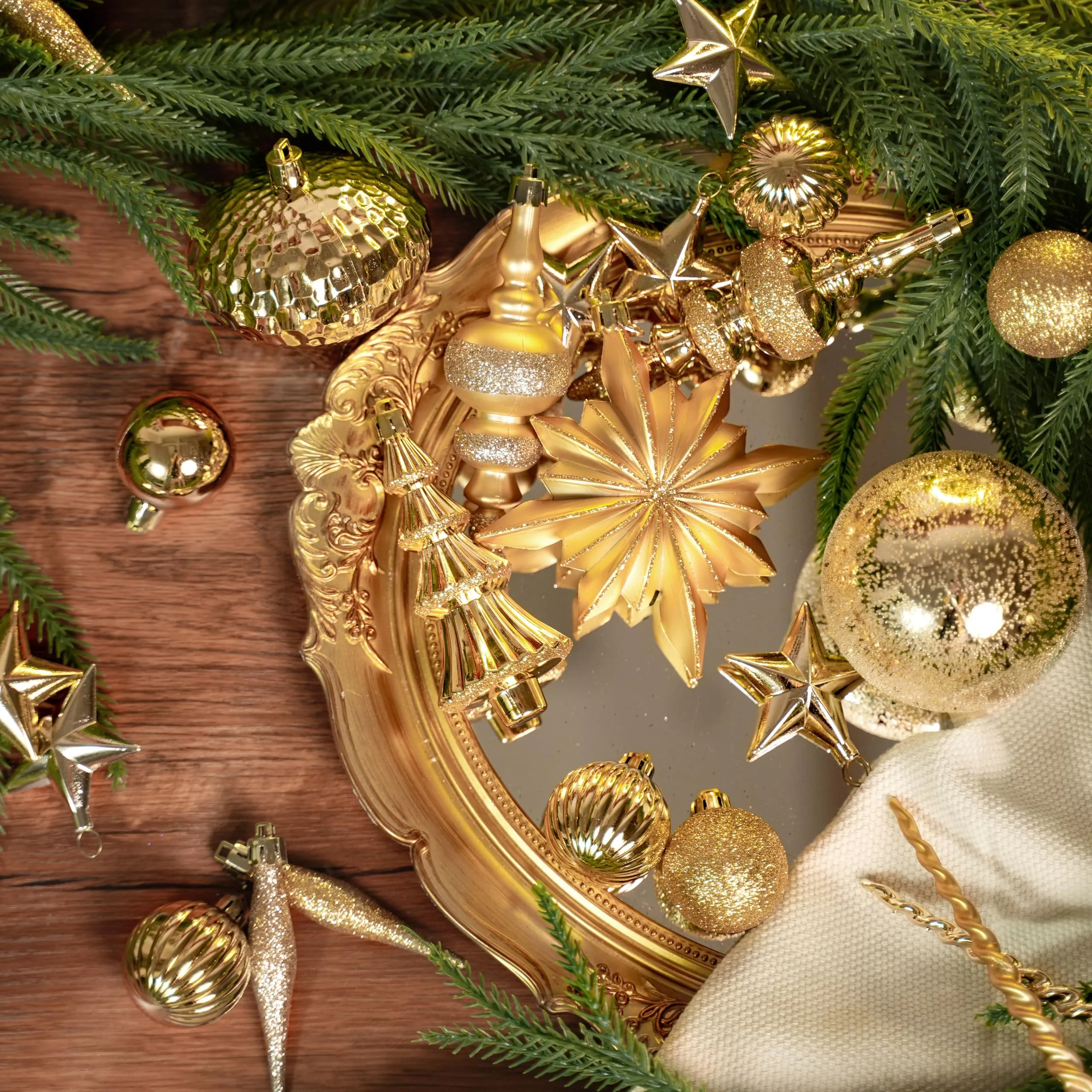 80pcs Light Gold Christmas Balls Ornaments Set with Lanyards