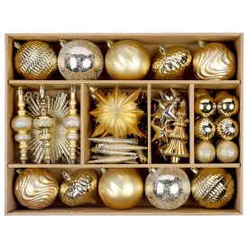 80pcs Light Gold Christmas Balls Ornaments Set with Lanyards