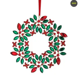 9.5" Jeweled Holly Wreath Ornament