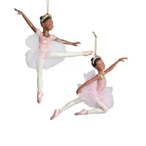 African American Ballerina Ornament, 2 Assorted