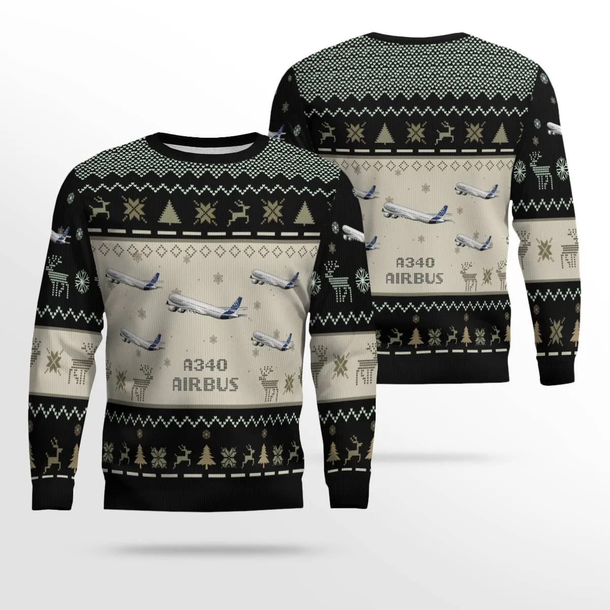 Airbus A340 Aircraft Multicolor Ugly Christmas Sweater, Idea Gift for Men Dad Christmas
