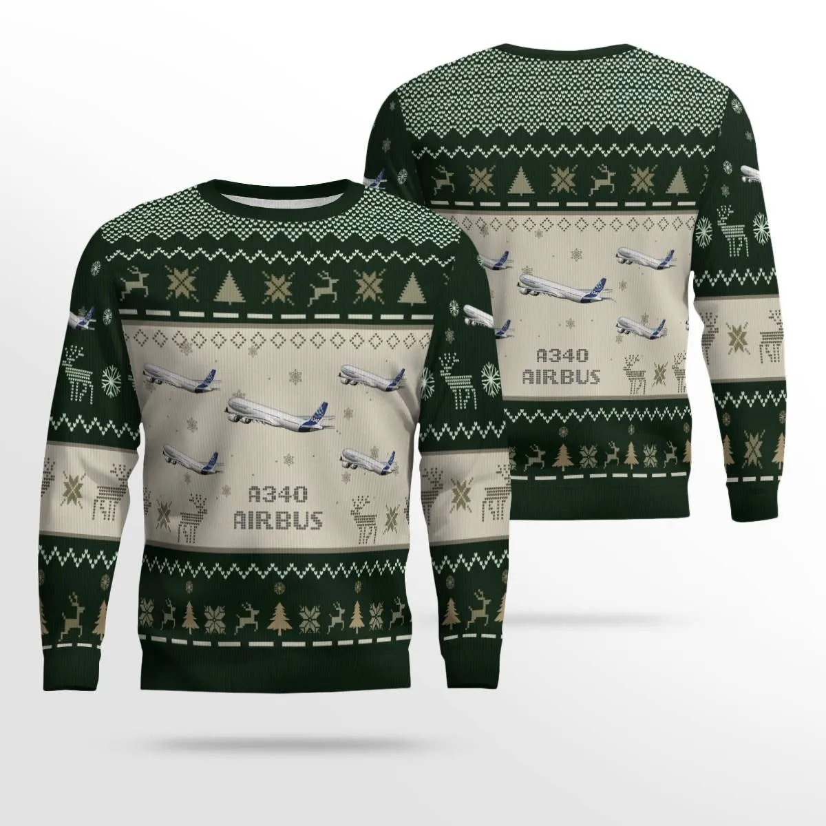 Airbus A340 Aircraft Multicolor Ugly Christmas Sweater, Idea Gift for Men Dad Christmas