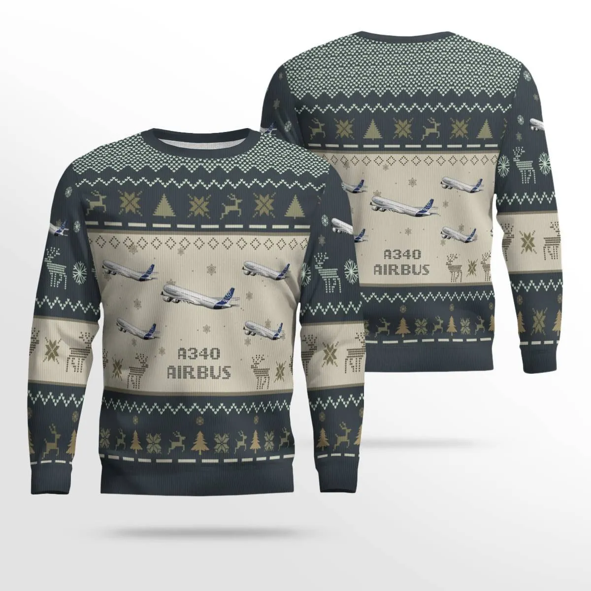 Airbus A340 Aircraft Multicolor Ugly Christmas Sweater, Idea Gift for Men Dad Christmas