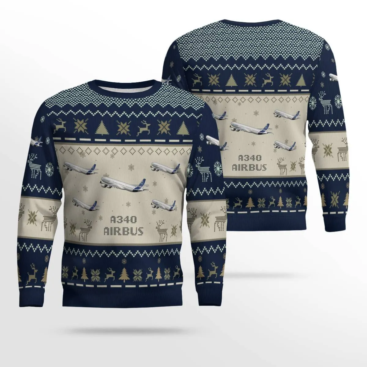 Airbus A340 Aircraft Multicolor Ugly Christmas Sweater, Idea Gift for Men Dad Christmas