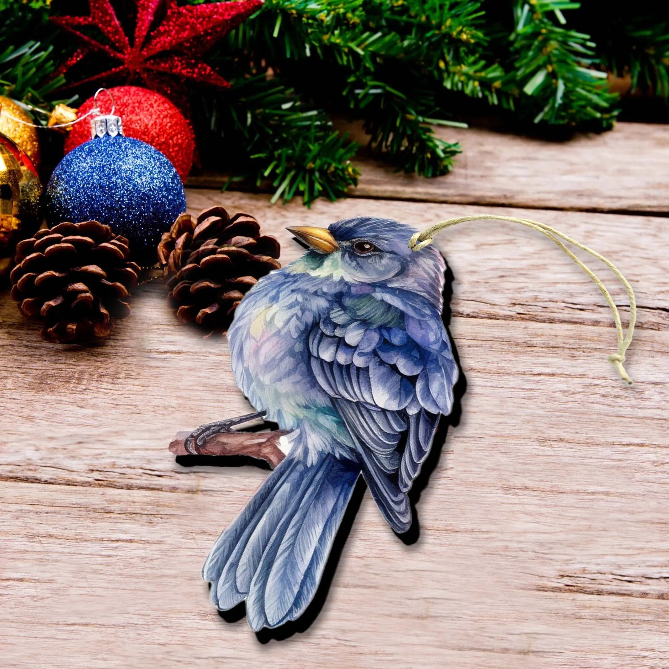 Alaskan Bluebird Wooden Ornaments by G.Debrekht - Wildlife Holiday Décor - 8710005-2