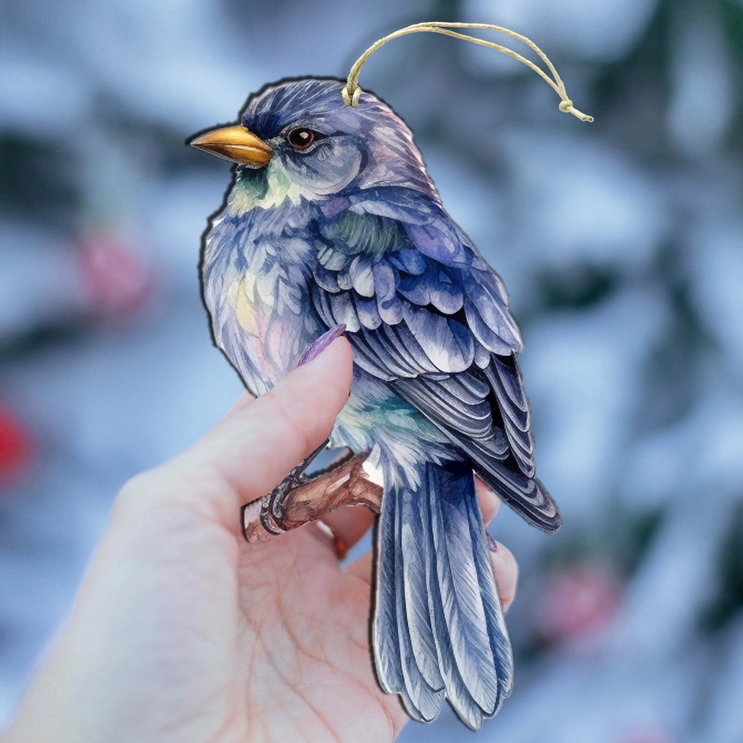 Alaskan Bluebird Wooden Ornaments by G.Debrekht - Wildlife Holiday Décor - 8710005-2