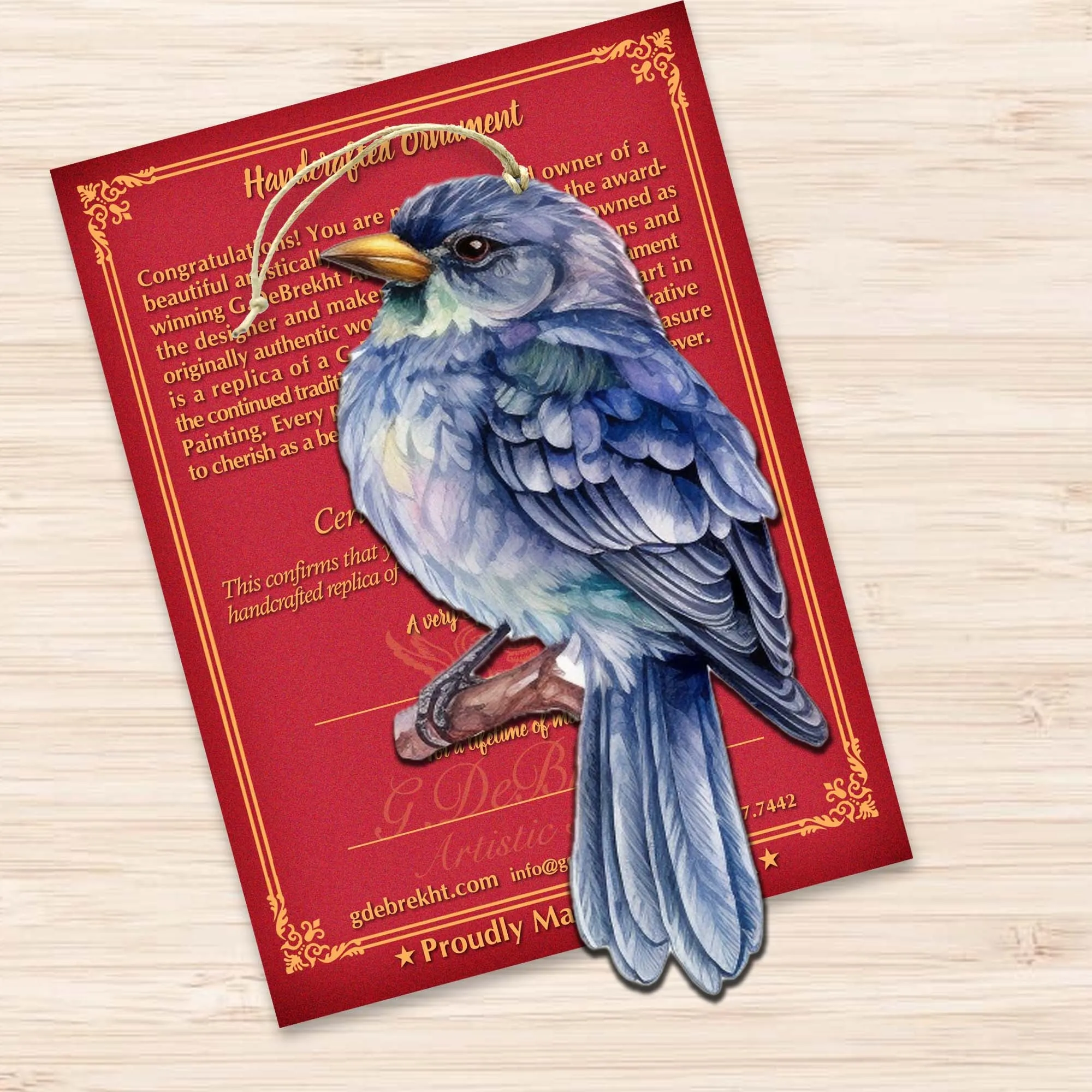 Alaskan Bluebird Wooden Ornaments by G.Debrekht - Wildlife Holiday Décor - 8710005-2