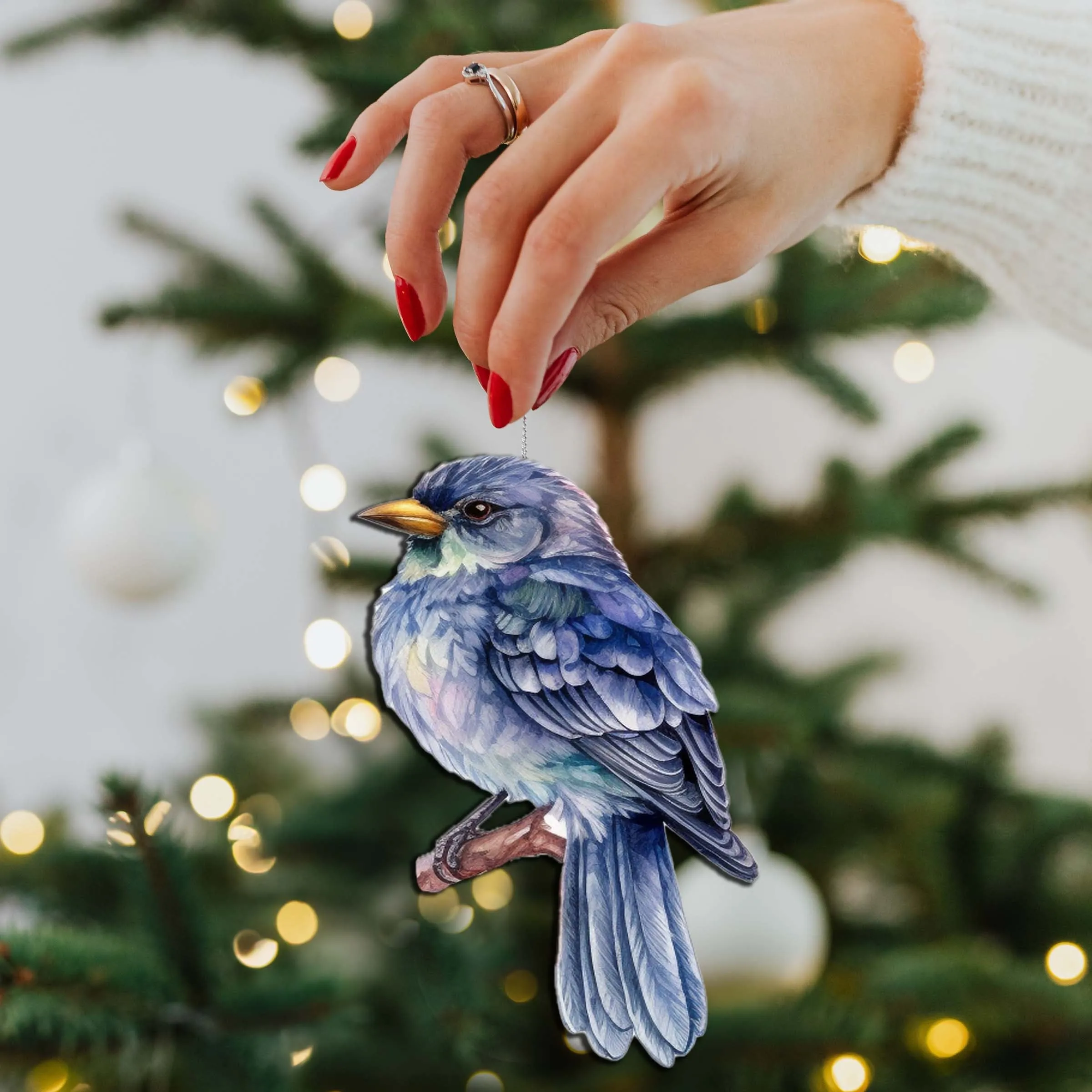 Alaskan Bluebird Wooden Ornaments by G.Debrekht - Wildlife Holiday Décor - 8710005-2