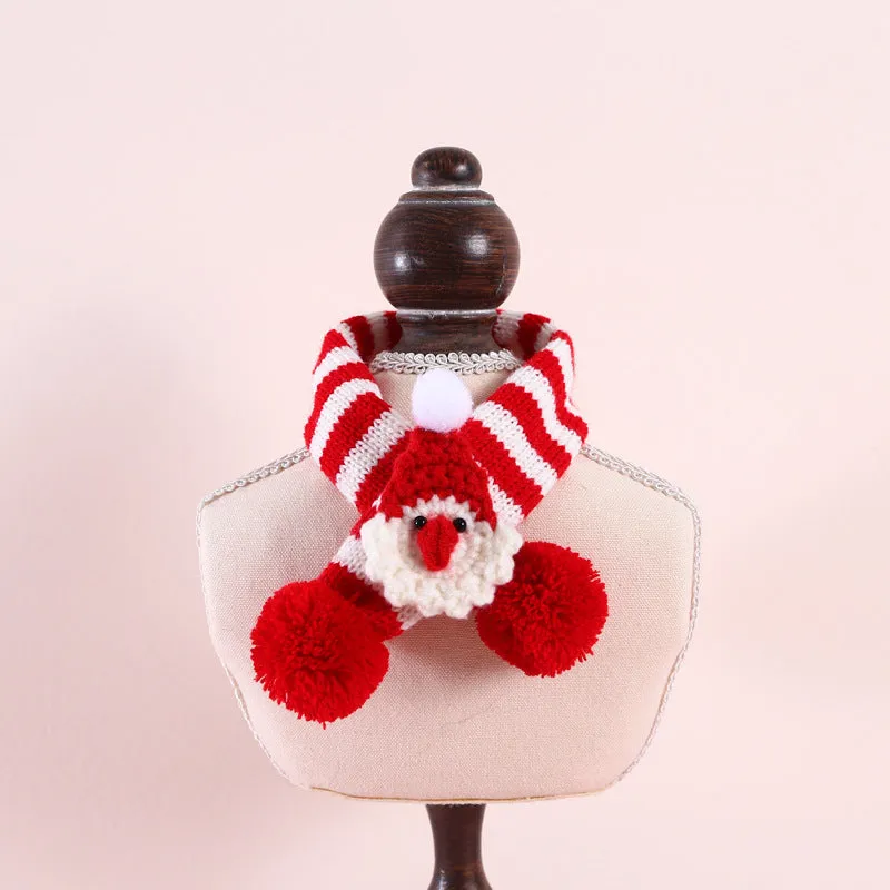 Amy Fashion - Cat Dog Knitted Wool Striped Christmas Scarf