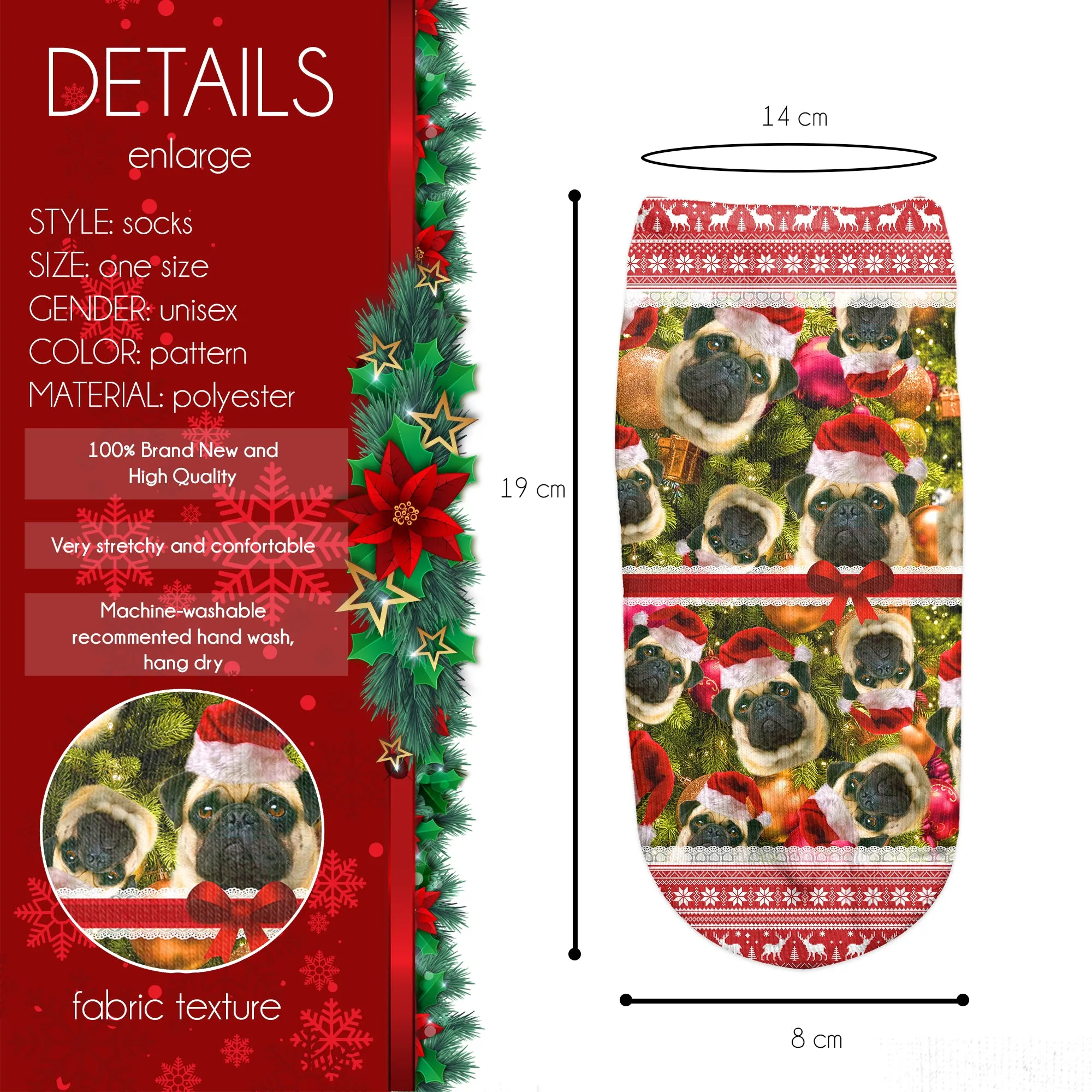 Ankle Socks - Merry Pugmas