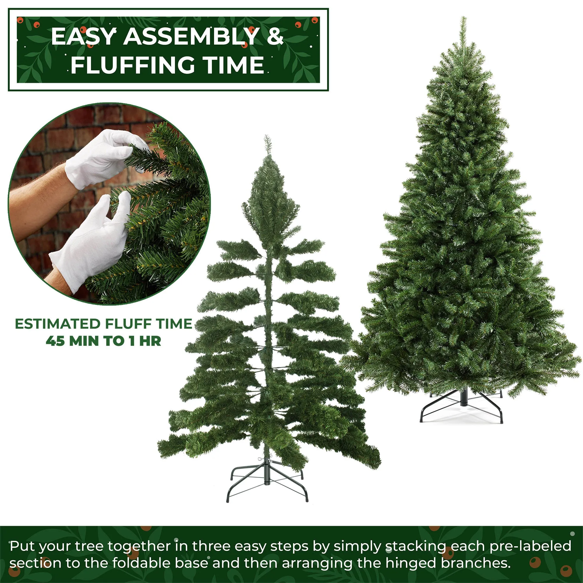 Artificial Christmas Tree, Green Spruce with Foldable Stand