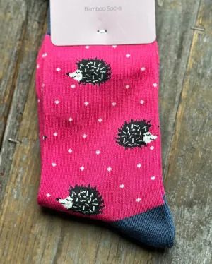Bamboo Socks - Sleepy Hedgehogs Pink