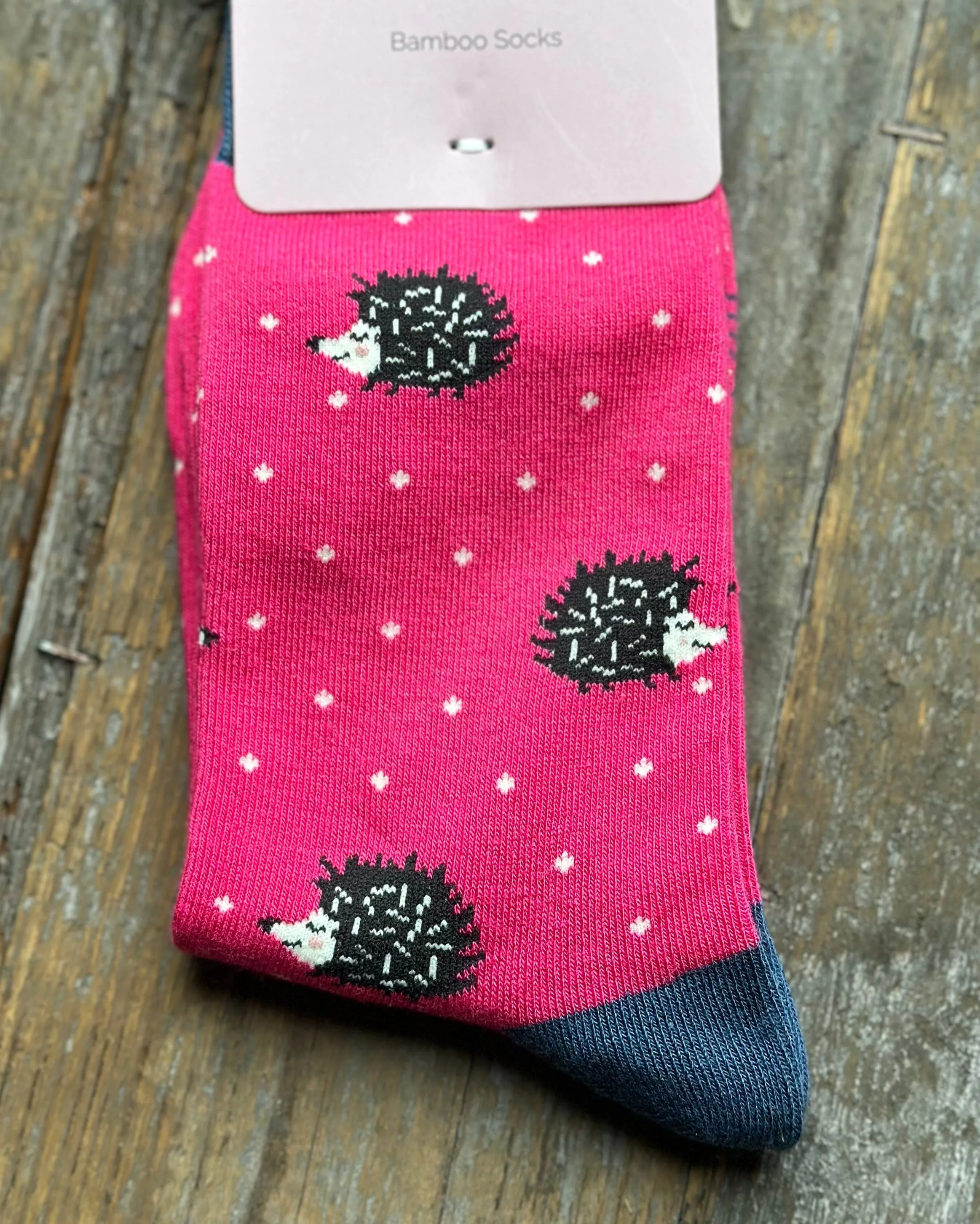 Bamboo Socks - Sleepy Hedgehogs Pink
