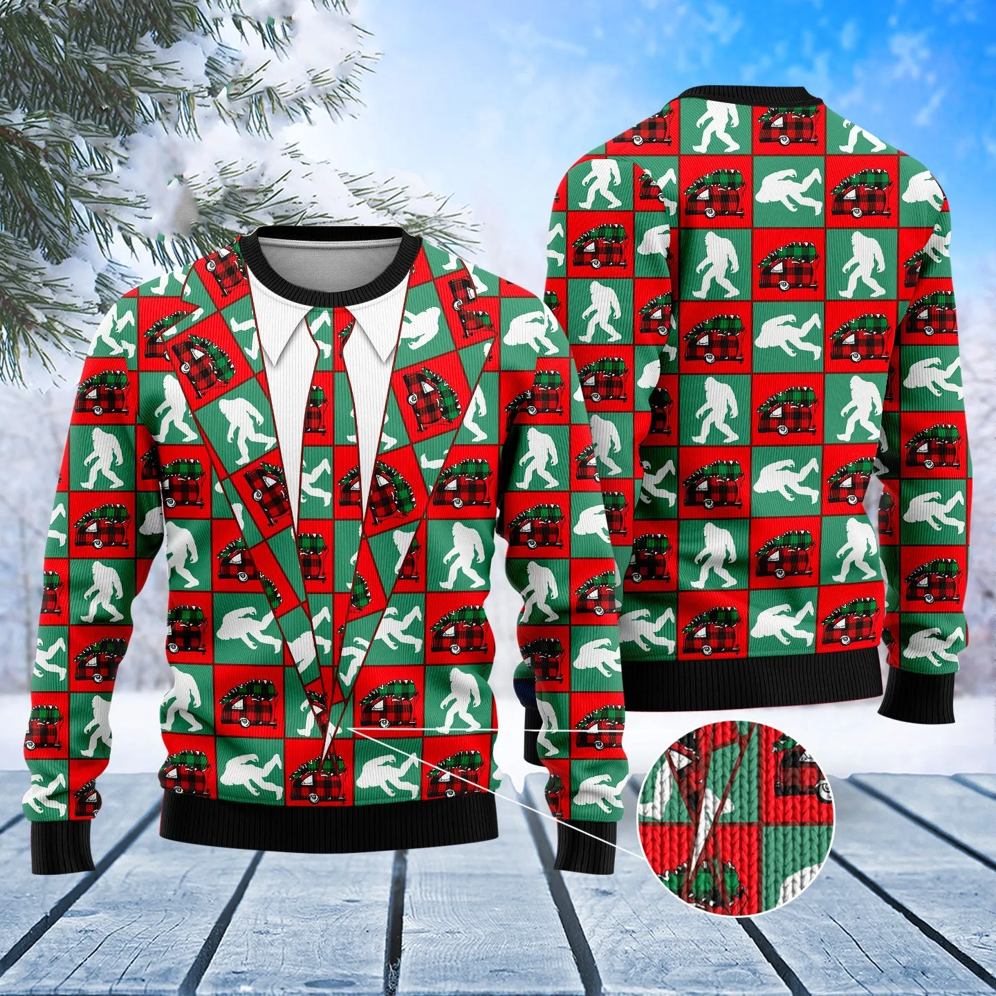 Bigfoot Camping Christmas Ugly Christmas Sweater, Idea Shirt for Camping