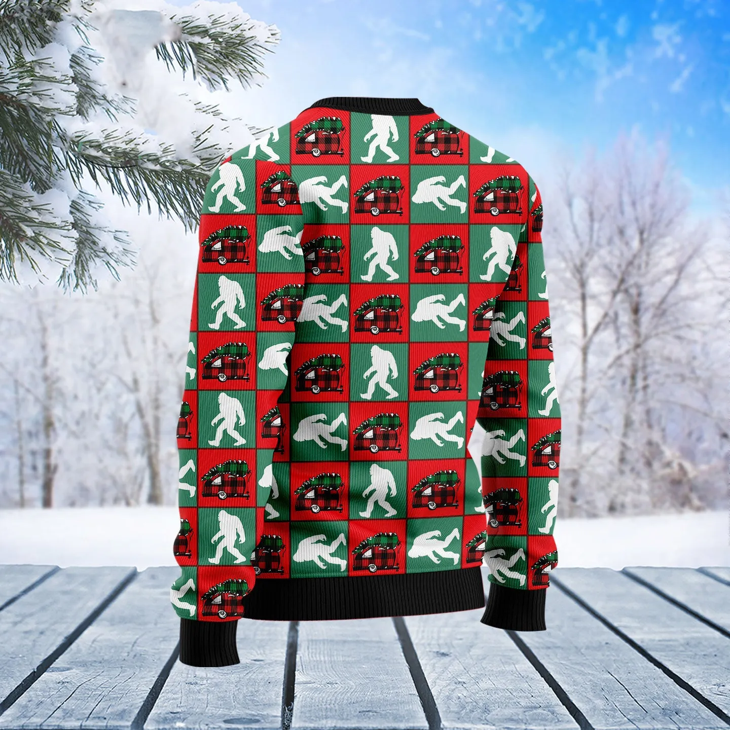 Bigfoot Camping Christmas Ugly Christmas Sweater, Idea Shirt for Camping
