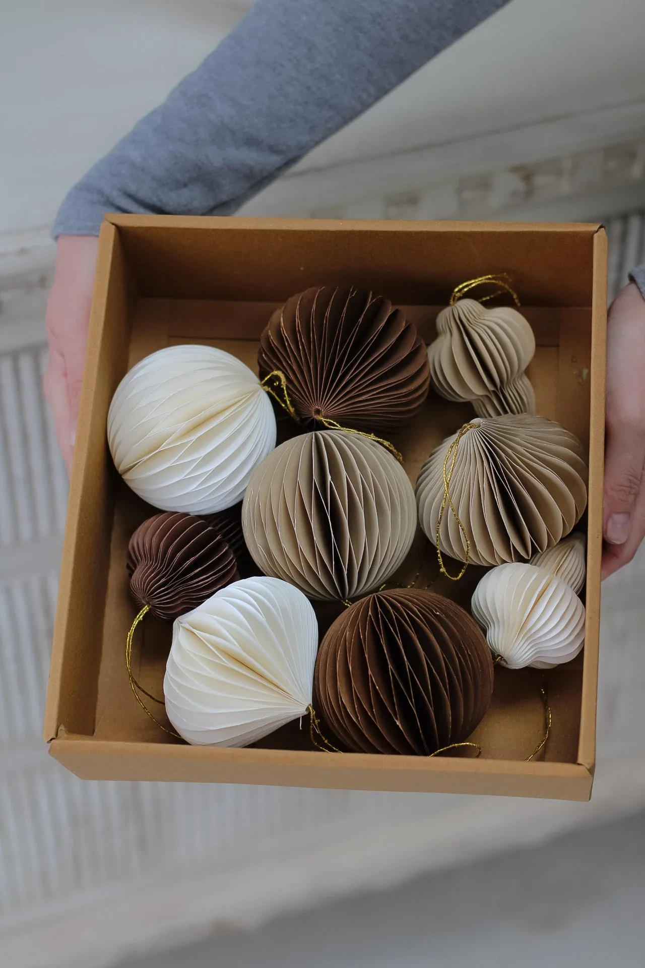 Box of Paper Christmas Tree Decorations