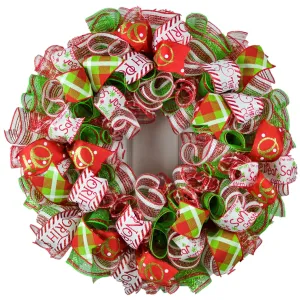 Bright Christmas Wreath - Whimsical Holiday Front Door Decor