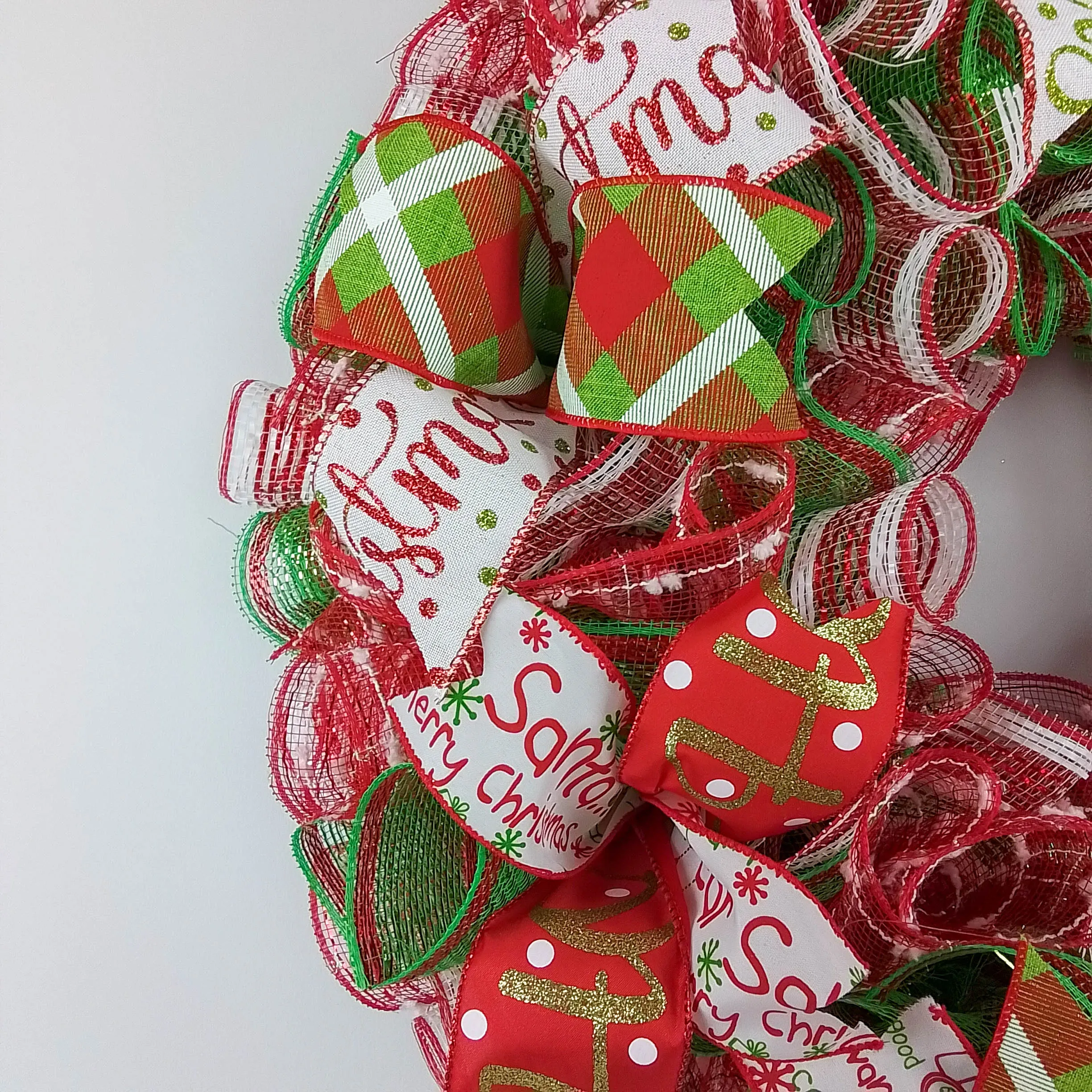 Bright Christmas Wreath - Whimsical Holiday Front Door Decor