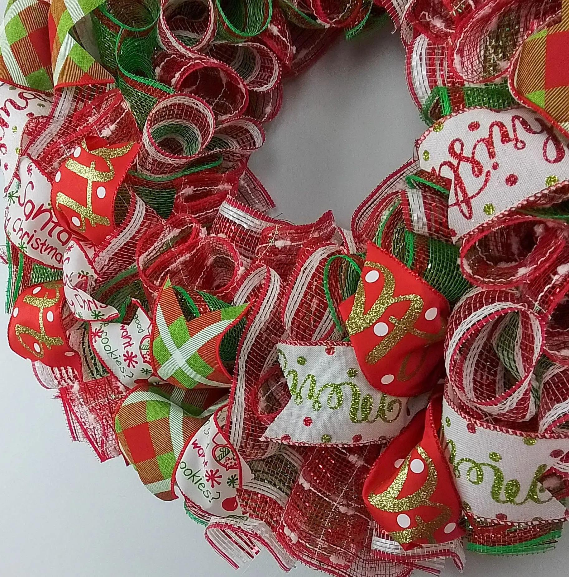 Bright Christmas Wreath - Whimsical Holiday Front Door Decor
