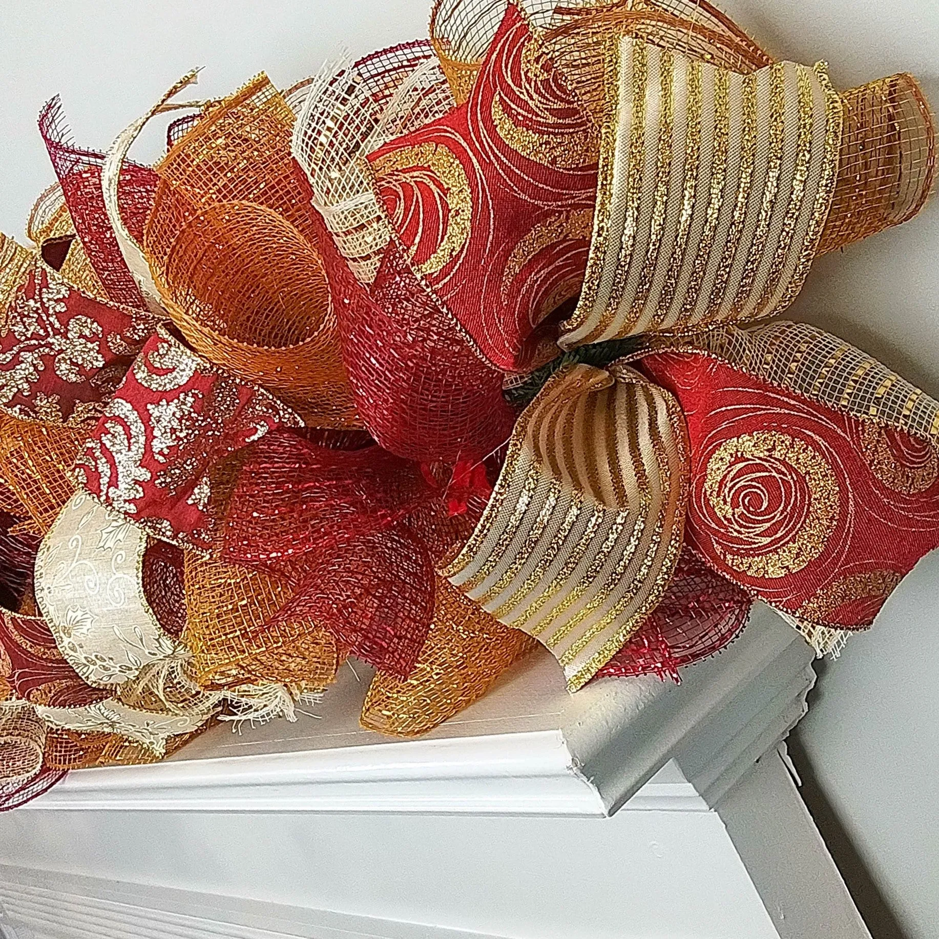 Burgundy Christmas Garland, Ivory Holiday Staircase Decor