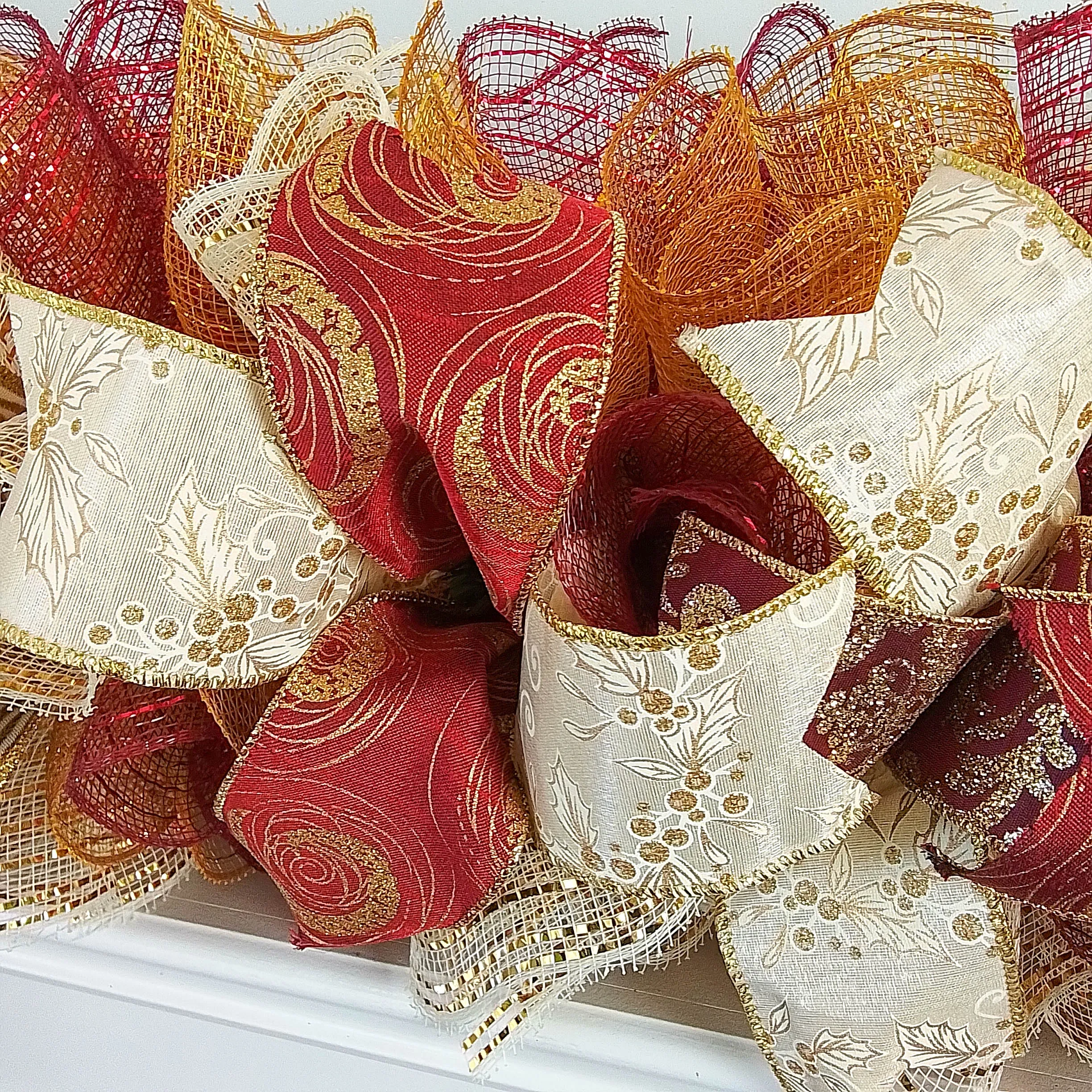 Burgundy Christmas Garland, Ivory Holiday Staircase Decor