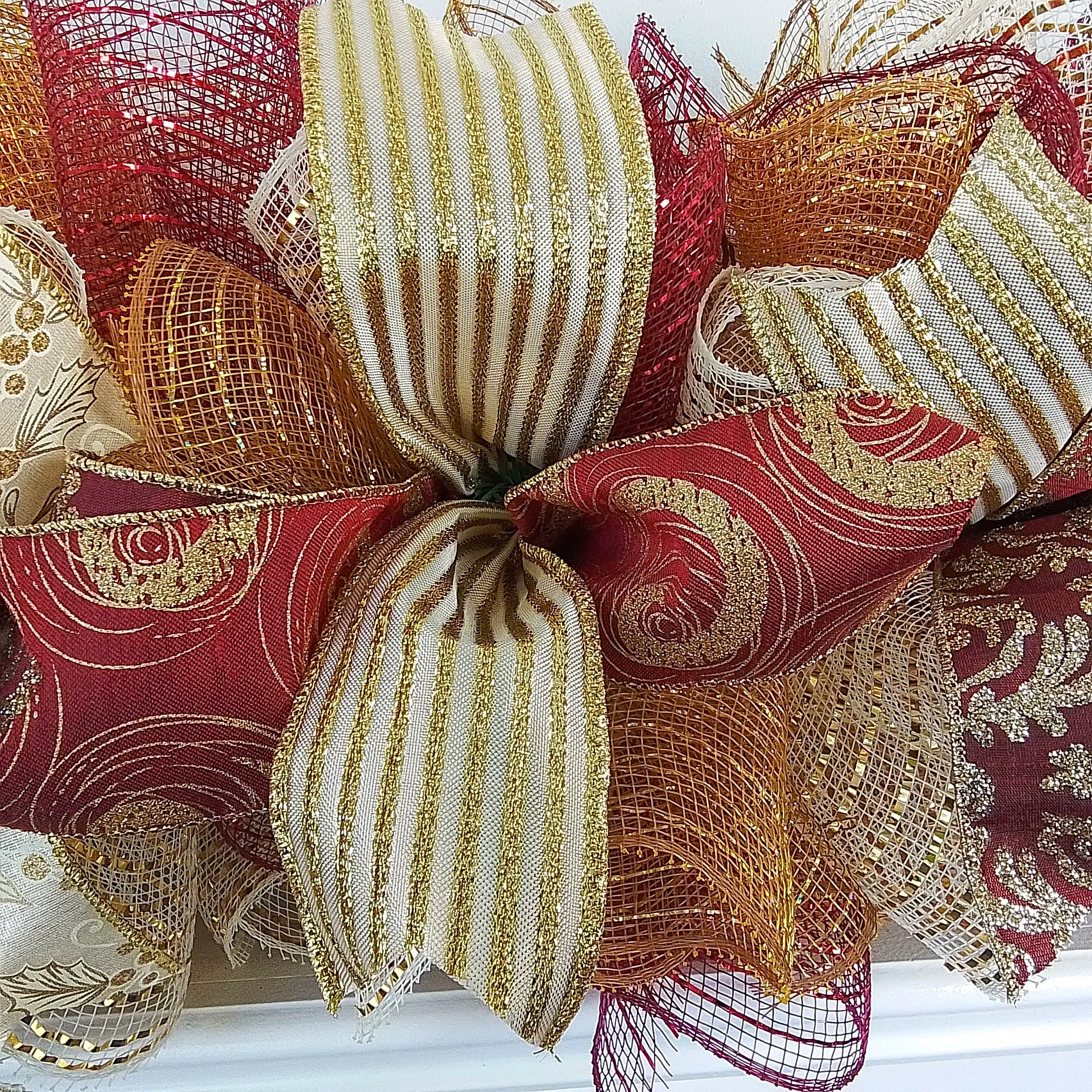 Burgundy Christmas Garland, Ivory Holiday Staircase Decor