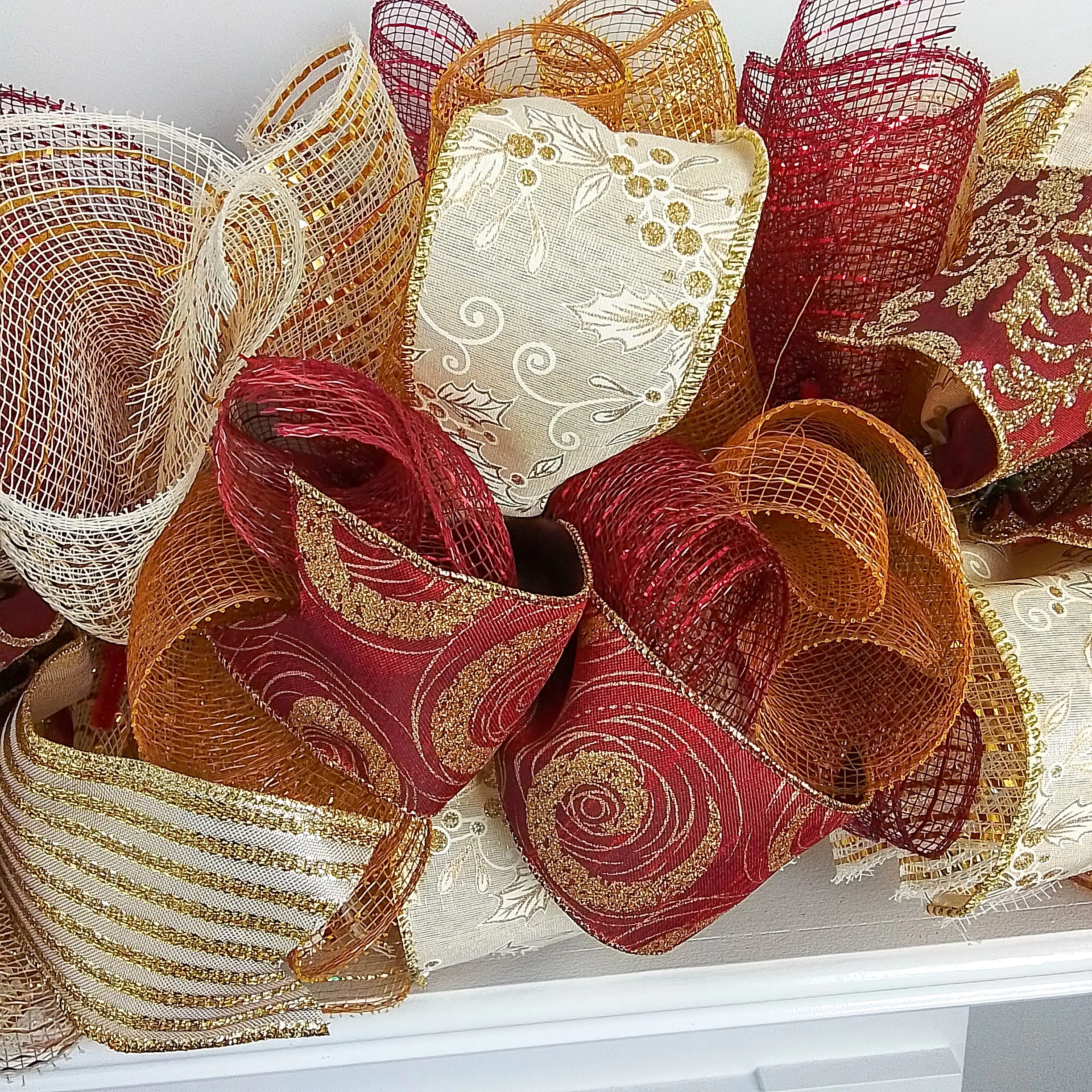 Burgundy Christmas Garland, Ivory Holiday Staircase Decor