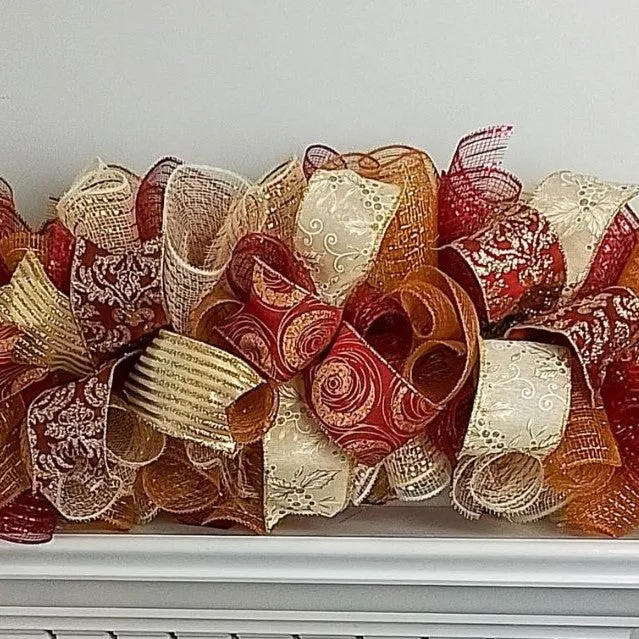 Burgundy Christmas Garland, Ivory Holiday Staircase Decor