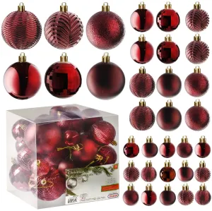 Christmas Ball Ornaments For Christmas Decorations (Red)  36 Pcs Xmas Tree