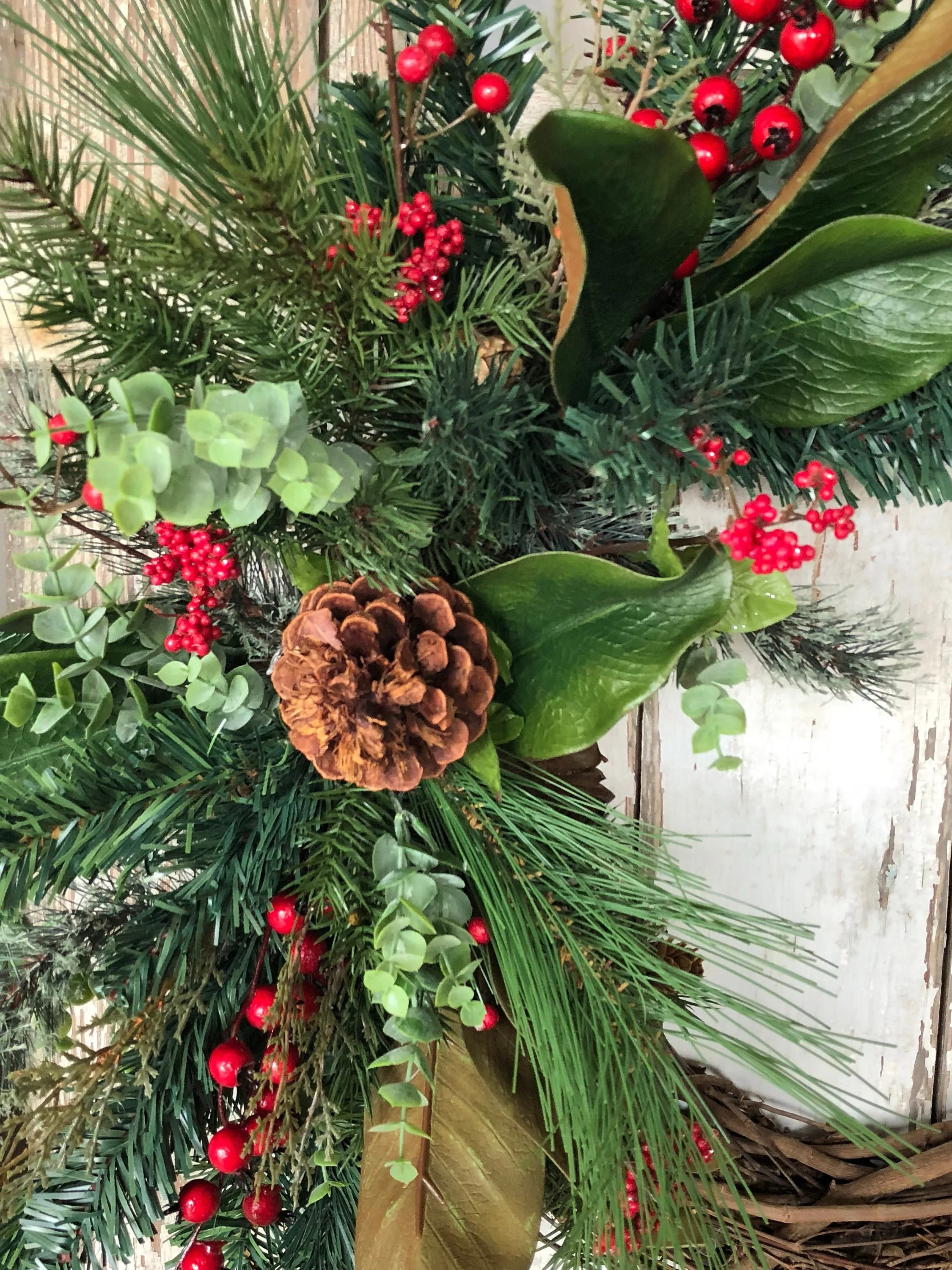 Christmas Berry and Pinecone Front Door Wreath